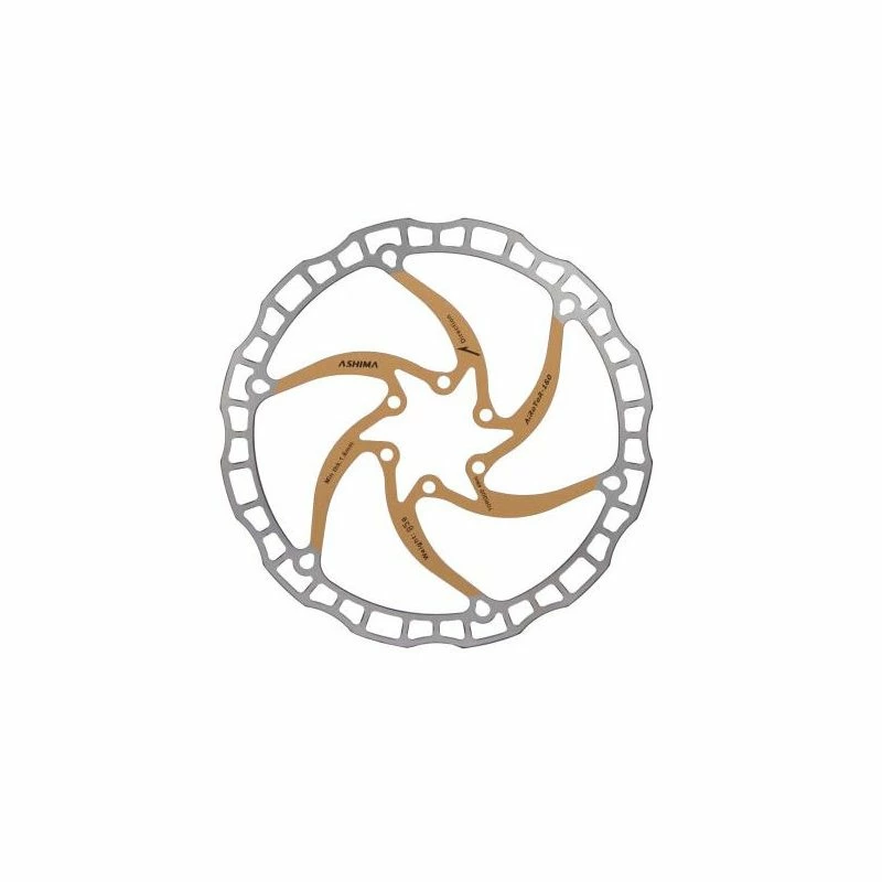 Ashima, Bremsscheibe, ARO-08, Ultralight DISC Gold, 70g, 140mm, Stern Gold